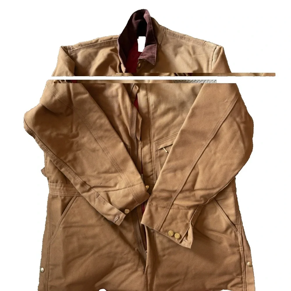 Carhartt X01 BRN Quilt Lined Duck Coveralls Size 48R Insulated Canvas